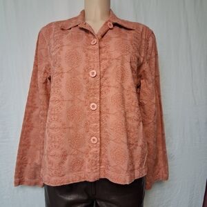 KEREN hart  Vintage Coral Textured Blouse Size M